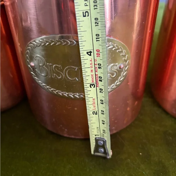Vintage Copper Canister Set with Gold Accents from Portugal - Picture 3 of 16